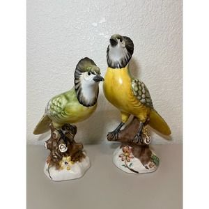 Vintage Hand Painted Ceramic Pheasants 12" Made in Italy Set of 2